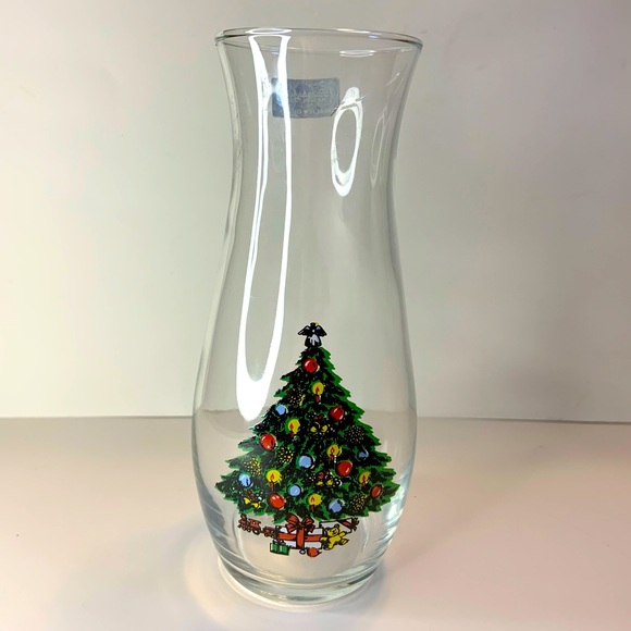 Bundle 1 Pasabahce Christmas Tree Clear Glass Flower Vase + 2 Round Coasters - Picture 2 of 9